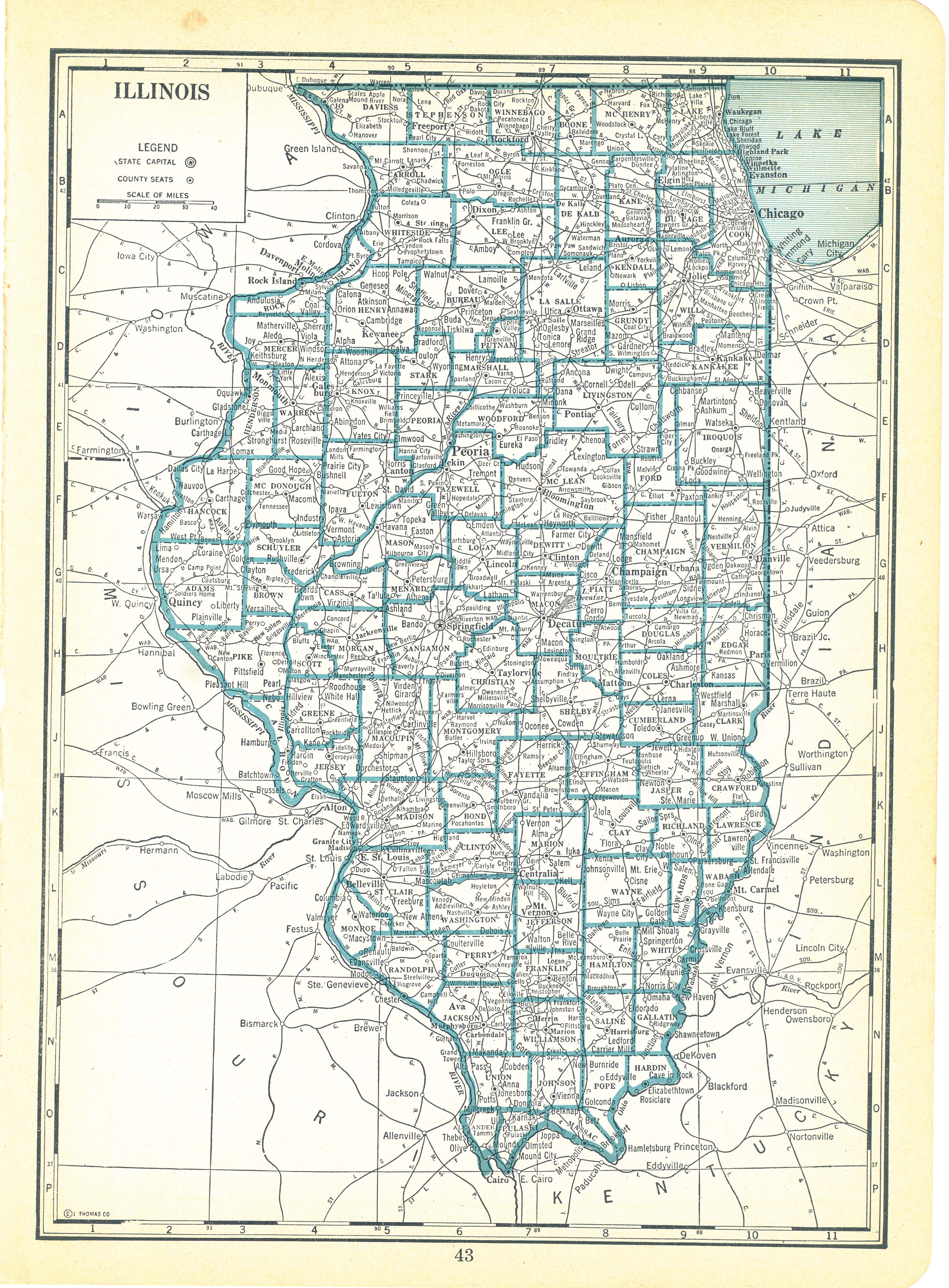 Vrijgevigheid lekken Klap 1937 National Atlas Vintage Map Pages – Illinois map on one side and  Indiana map on one side – Green Basics Inc