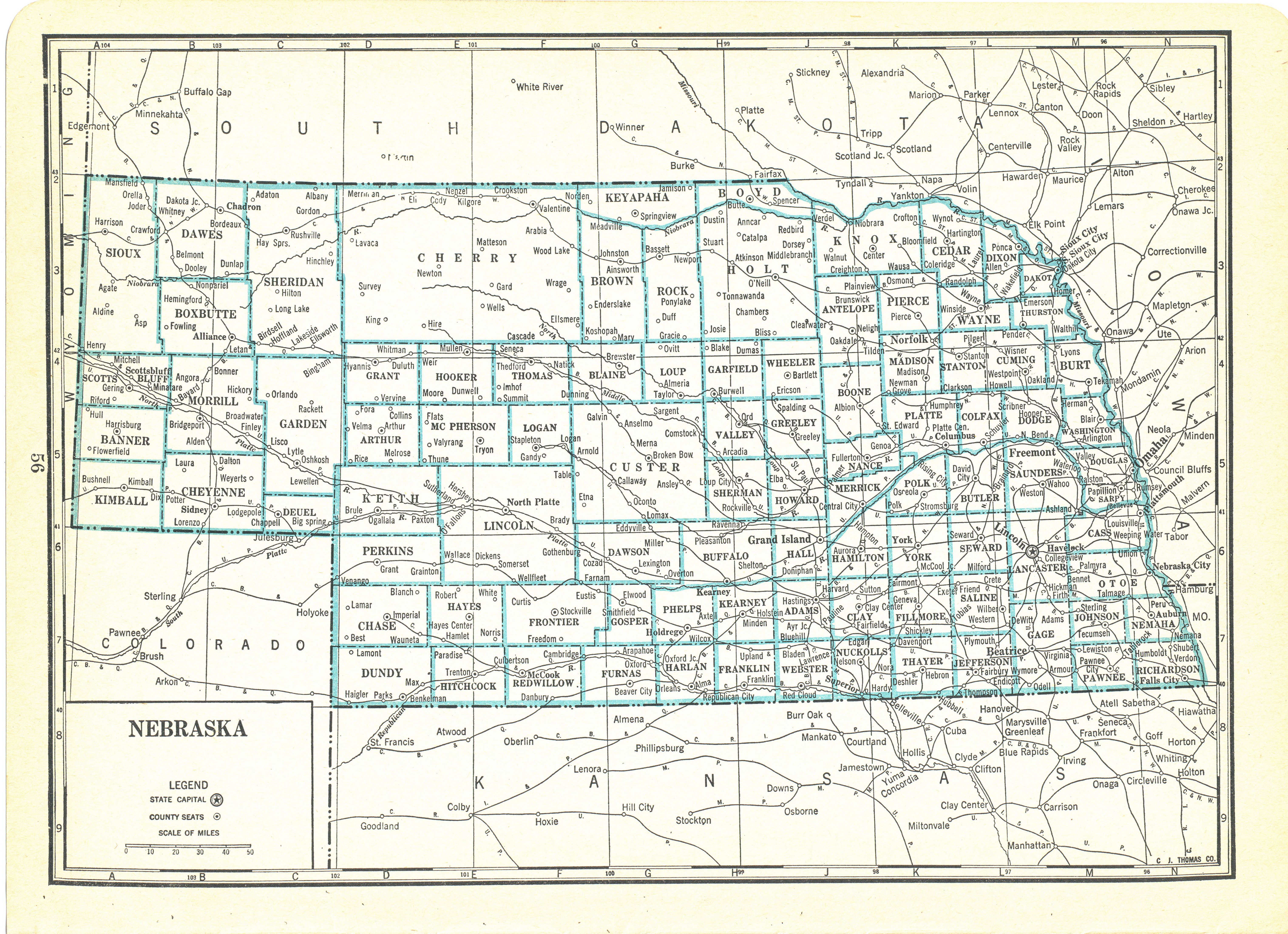 1935 Atlas of the World Vintage Map Pages – Nebraska Map on one side and Montana map on one side ...