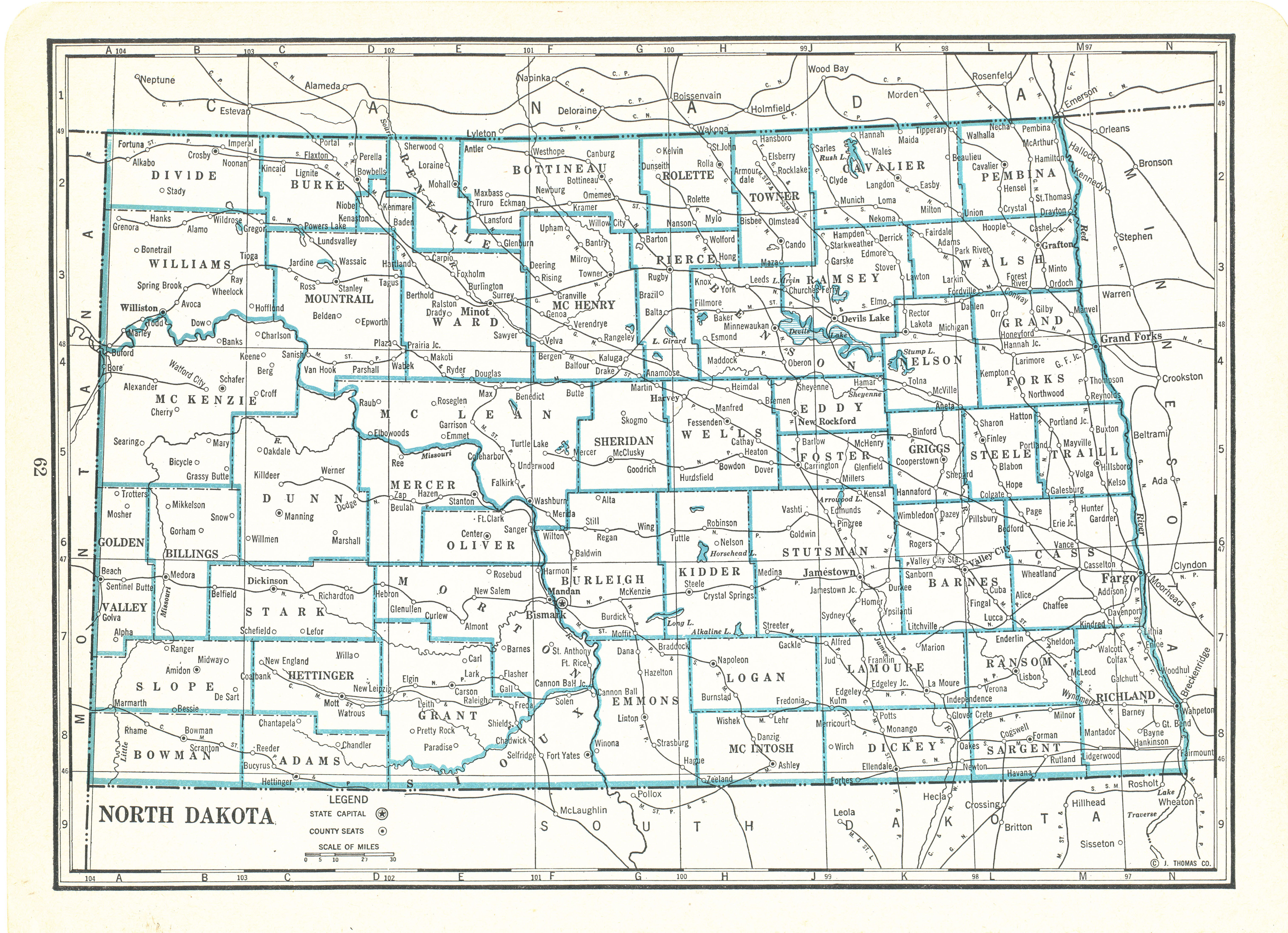 1935 Atlas of the World Vintage Map Pages - North Dakota Map on one side and ...