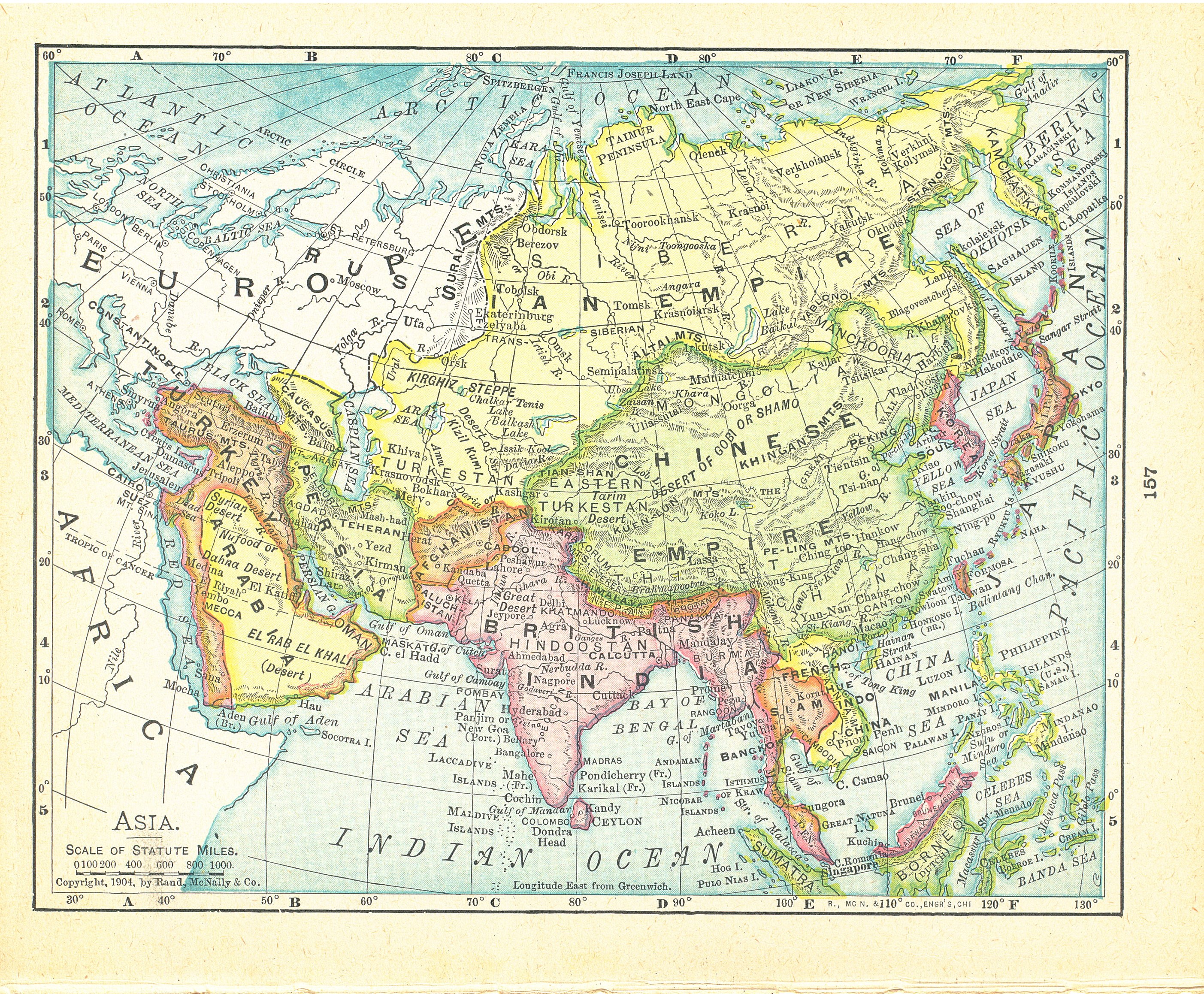 1910 Dollar Atlas Vintage Map Pages - Asia map on one side | eBay