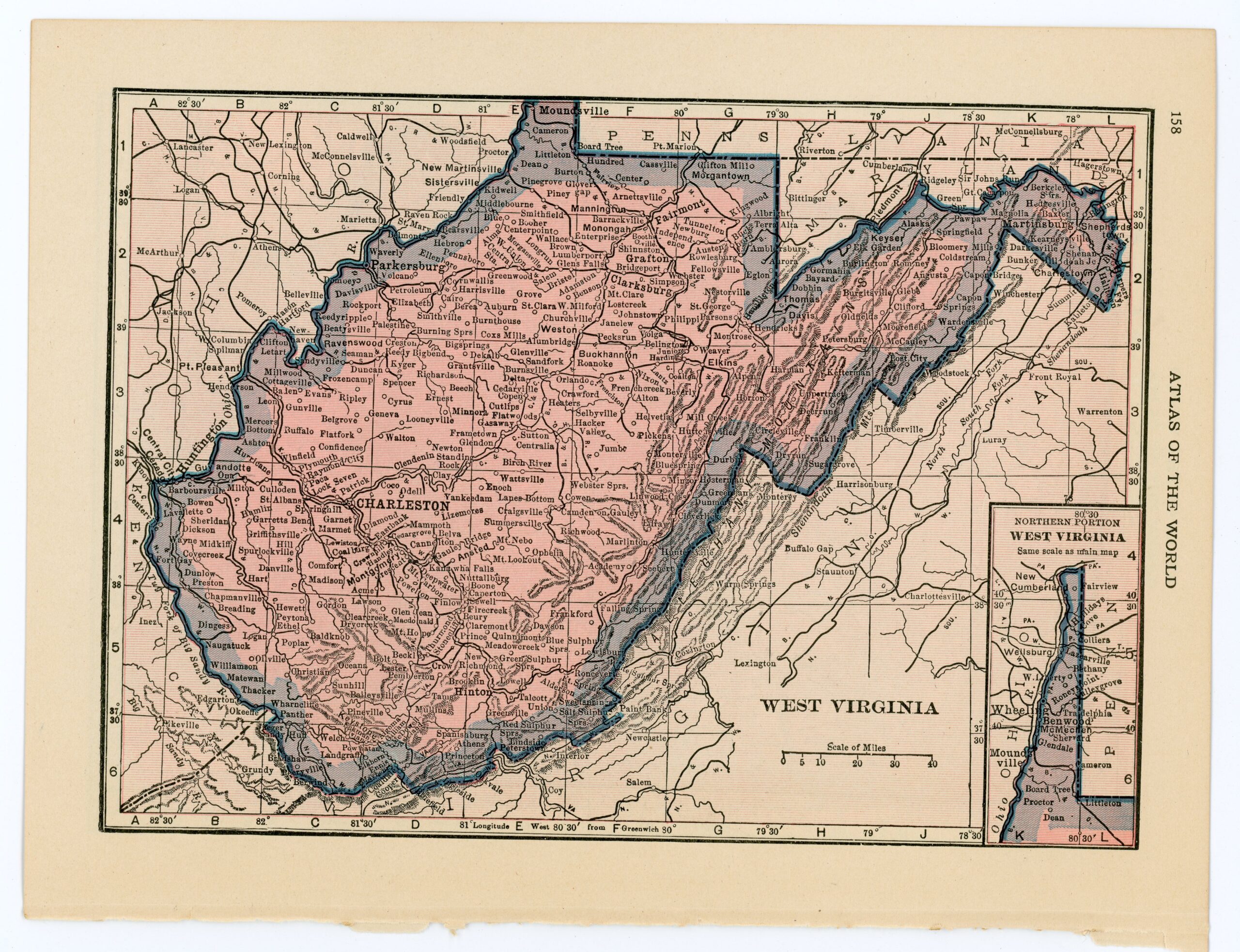 1924 Vintage Atlas Map Pages - Washington map on one side and West Virginia m...